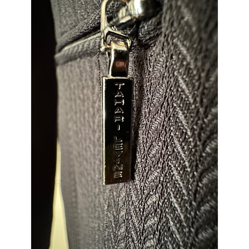 Vintage Tahari Levine Blazer 8 Black Herringbone Wide Collar Zip Pocket Jacket - Picture 7 of 15